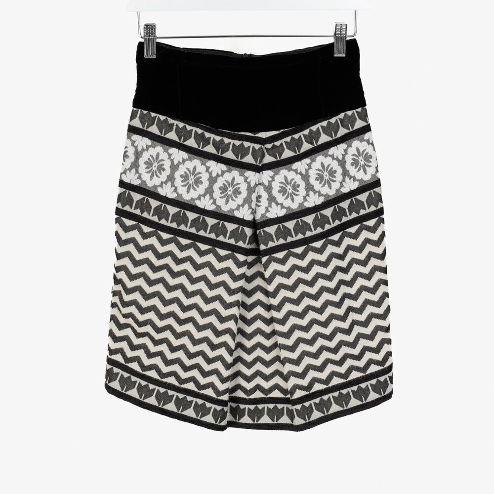 Emporio Armani AW/09 Cream Chevron-Jacquard Velvet-Waist Skirt